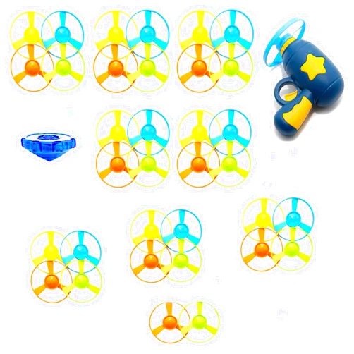 Cooway 37 Piece Cat Fetch Toys, Interactive Flying Cat Toy with 35 Flying Propellers,1 Spinning Tops, Dog Cat Pet Tracks Chasing Toy for Indoor Cats (Dark Blue)
