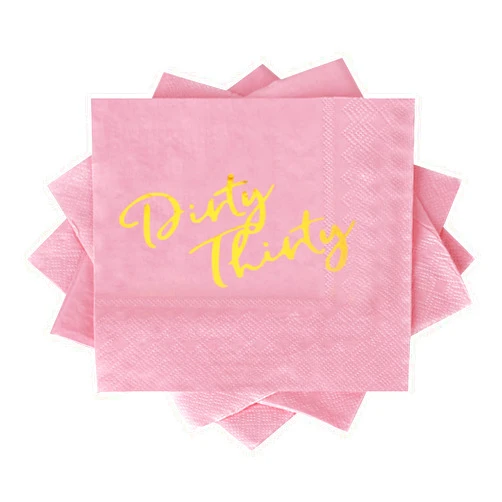 Apriciti Cocktail Napkins Pink Gold Napkins, 30th Anniversary Party Napkins Paper with Gold Foil Words for Thirty Birthday Anniversary Celebration Decorations 2023 (Pink-Thirty, 40 Count)