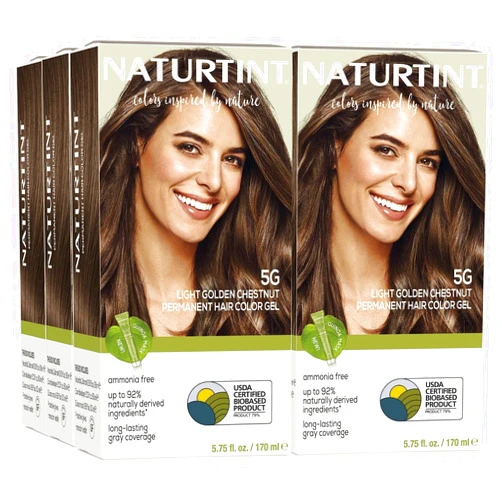Naturtint 5G Light Golden Chestnut Permanent Hair Color (Pack of 6), Ammonia Free, Vegan, Cruelty Free, up to 100% Gray Coverage, Long Lasting Results (Packaging may vary)
