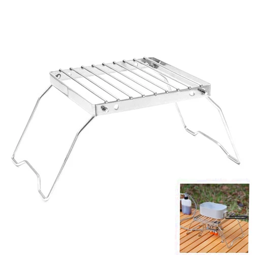 SquEqu Folding Campfire Grill Portable Mini Grate Camping Cookware Pots Stand Bracket for Windproof Camp Gas Stove Camping Fire Split Solid Fuel Alcohol Spirit Burner Outdoor Backpacking Hiking Picnic