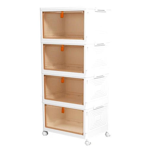 YFXCVSL 4 Tier Plastic Storage Bins with Lid 23QT, Stackable Storage Containers with Wheels, Folding Storage Boxes, Stackable Storage Bins, Closet Organizers and Storage for Living Room,Office,Dorm