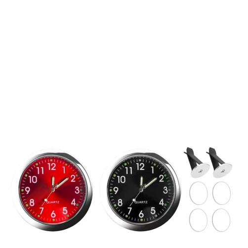VKQTS 2PCS Luminous Analog Car Clocks for Dash Stick on,Mini Tiny Stick on Clock for Car Dashboard with Vent Clip,Self-Adhesive Dashboard Clock for Vent & Dashboards Decoration