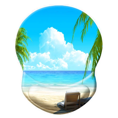 COUKASO Mouse Pad with Support, Pain Relief Ergonomic Mouse Pad, Comfortable Computer Mouse Pad Wrist Rest with Non-Slip PU Base for Home Office Working Studying Gaming (Beach Seaside)