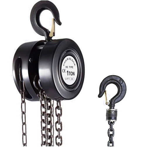 VEVOR Manual Chain Hoist | 1 Ton/2000 lbs Capacity | 10’ Lift | 2 Hooks | Manual Hand Lift Steel Chain Block Hoist (Black)
