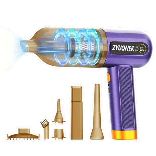 Zyuqnek Handheld Car Vacuum Cleaner Cordless, 4 in 1 Portable Car Vacuum 15000PA High Power with Brushless Motor,Mini Vacuum Cleaner with Multi-Nozzles for Car Home Pet Office