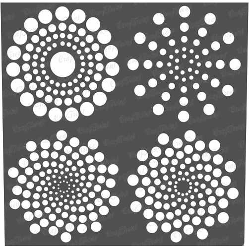 CrafTreat Reusable Dot Mandala Stencils for Painting on Wood, Canvas, Paper, Fabric, Floor, Wall and Tile - Dot Mandala Basics - 6x6 Inches - DIY Art and Craft Stencils - Dots Spiral Stencil