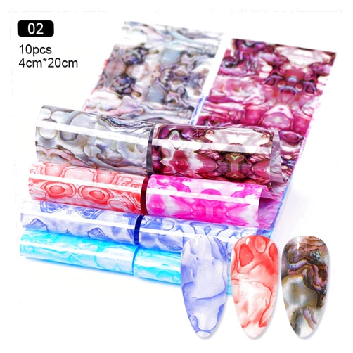 Taoyouzj Nail Art Decoration 10Pcs Nail Foil Stickers Set Marble Flower Design Gilding Pattern Transfer Decal Slider Paper Nail Art Decorations (Color : 10pcs 2)