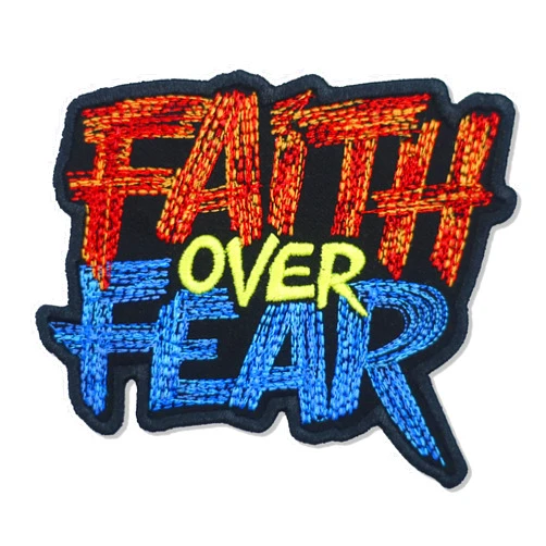 5SECOM Faith Over Fear Religious Embroidery Patch – Personalized Iron-On Badge for Jackets Backpacks Hats Accessories Size 3.8x3.1 inches