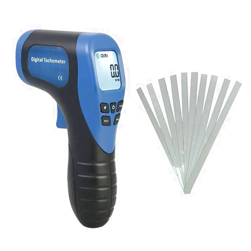 Thsinde Handheld Digital Laser Tachometer Non-Contact RPM Meter Motor Speed Gauge Gun Measuring Range: 2.5-99999RPM with 10 Reflective Tapes
