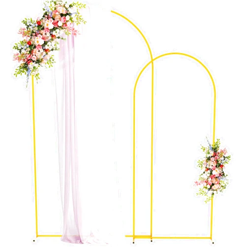 Fomcet Metal Arch Backdrop Stand Set of 2 Gold Wedding Arch Stand 7.2FT & 6FT Arched Backdrop Frame for Birthday Party Baby Shower Graduation Ceremony Decoration