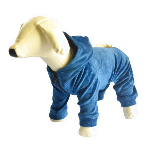Lovelonglong Dog Pajamas Pet Jumpsuits PJS for All Seasons, Velvet Dog Hoodies 4 Legs Four Feet Dog Onesies Stylish PJS Puppy Costume Cotton Liner Warm Pet Clothes for Small Medium Large Dogs Darkblue XL