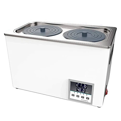 MINRUN Double Holes Lab Digital Thermostatic Water Bath, Stainless Steel Inner Tank Electric Heating Thermostatic Porous Water Bath, RT 5-99.9°C, 0-999 Mins Timer