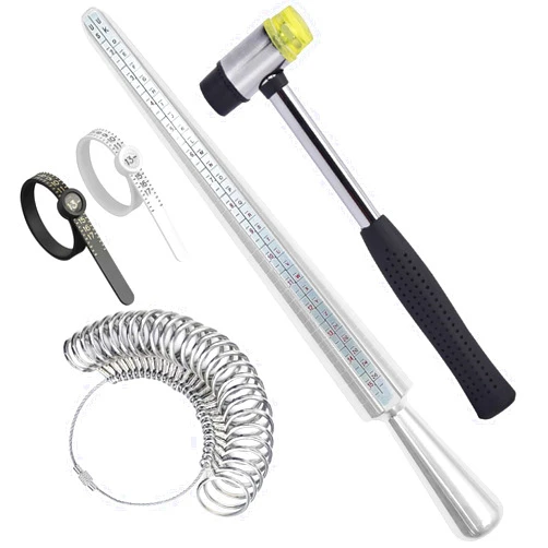 GoldenPlayer Ring Sizer Measuring Tool Set, Metal Mandrel Ring Sizers for Loose Rings Tool Aluminum with Ring Gauge US Size 1-13, Finger Size Stick Wire Wrap Rings Tools Jewelry Making Kit, 31pc