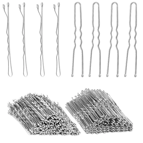 AITRAI Silver Bobby Pins, AITRAI 200pcs Silver Hair Pins Kit Silver Bobby Pins for White Grey Hair and U-shaped Hair Pins Bun with Box Hair Pins for Women Girls