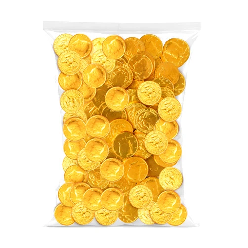 The Snackery, Large Kennedy Half Dollar Gold Foil Coins, 180 Pieces Individually Wrapped, Milk Chocolatey Coins (2 lb)