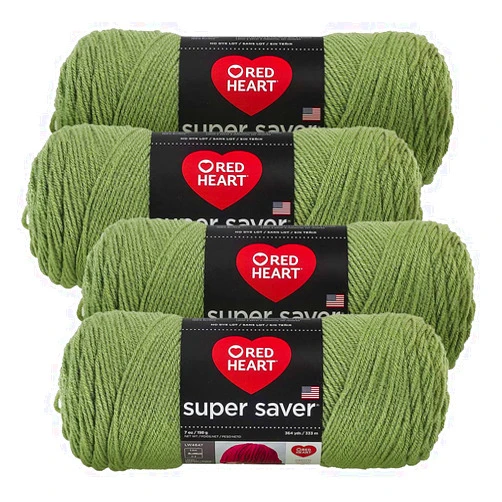Red Heart Super Saver Yarn (4-Pack of 7oz Skeins) (Tea Leaf)