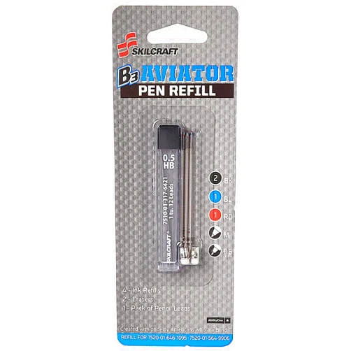 SKILCRAFT 7510-01-565-0621 5 Piece B3 Aviator Pen Refill Kit