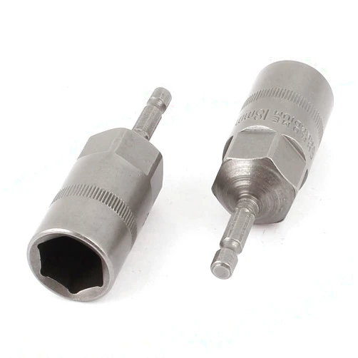 Uxcell a14110300ux0268 Gray 80mmx18mm Metal Screwdriver Drill Hex Nut Driver Socket Bit (2 Piece)