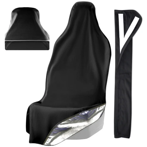 Waterproof SeatShield EliteSport Front Seat Cover and Seatbelt Cover - Black Car Seat Towel and 20in Car Seat Belt Cover for All Vehicles - Seat Belt Cushion for Women, Men, Kids from Sweat, Food,Dirt