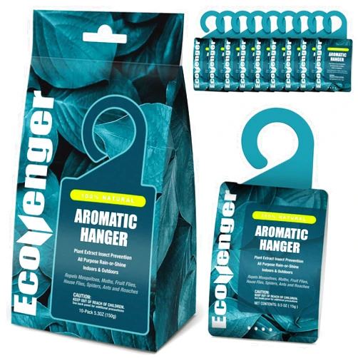 EcoVenger Pest Control Aroma Hanger 10-Pack Natural Peppermint/Cedar/Lemongrass Insect Repellent Moths Mosquitoes, Spiders, Roaches, Weather-Proof Lasting Bug Deterrence, Safe Around Children & Pets