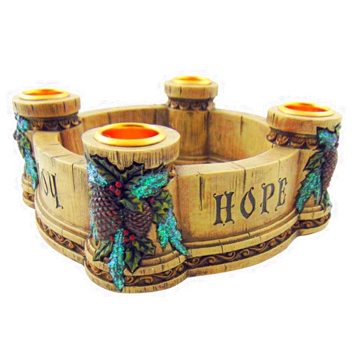 Christian Brands Joy, Faith, Love, Hope Advent Wreath Candle Holder (Single Unit/NC726)