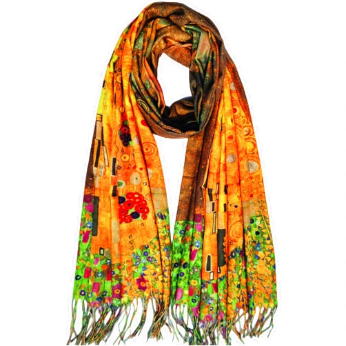 VENVSBEE Reversible Soft Cashmere Feel Scarf Large Shawl Wrap Double-side Art Print Warm Pashmina Klimt Van Gogh Gifts