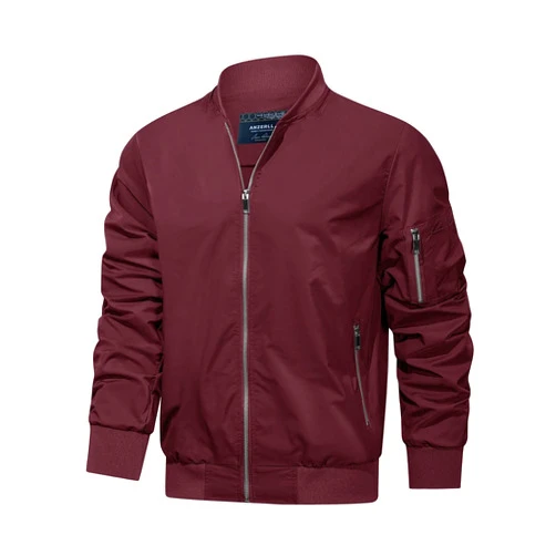 Anzerll Men's Flight Bomber Jacket Casual Lightweight Softshell Windbreaker Slim Fit Varsity Jacket Coat