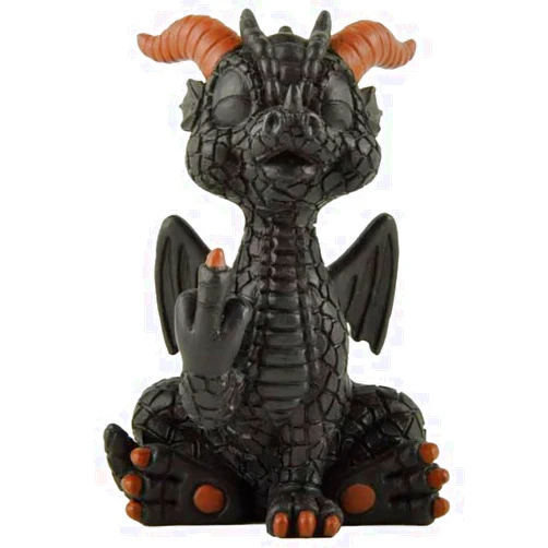 JFSM INC. Holiday Stocking Stuffer, Baby Black Dragon Raising Middle Finger Funny Figurine - Fantasy Decor, Dragon Lovers Gift, Hilarious Get Ready for Laughs, Unique Housewarming Gifts