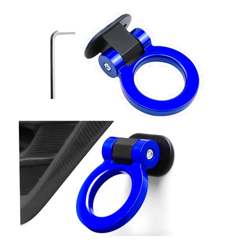 Ohleats Tow Hook Kit, ABS Car Tow Hook Trailer Hitch Sticker Only for Decoration, Bumper Trailer Hook Sticker for Cars, Trucks and Sedans, Universal Exterior Car Accessories (Blue)