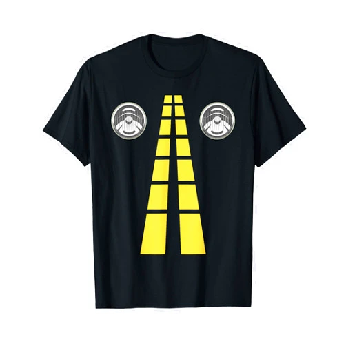 Funny Deer In The Headlights Costume Uniform Deer Headlights with Road Markings Couples Costume Halloween T-Shirt