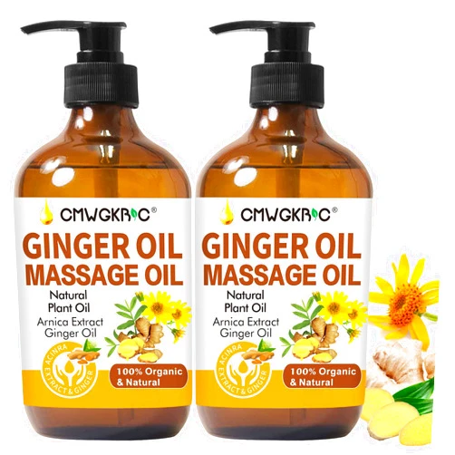 CMWGKBC 2 Pack Ginger Oil Lymphatic Drainage Massage,Belly Drainage Ginger Oil-Warming Tired Sore Muscle Ginger Massage Oils With Natural Arnica Extract,Grapeseed Oil,Vitamin E Massage Oil for Massage Therapy
