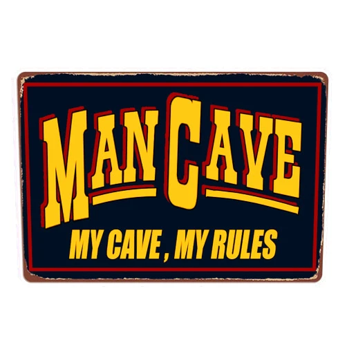 LI TEGEE Man Cave Tin Sign Hanging Wall Decorative, Funny Quotes My Cave My Rules Metal Room Signs (12x8 Inch) By LI TEGEE (Man Cave)