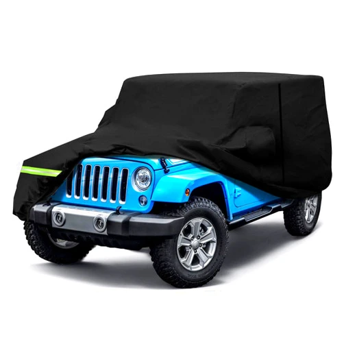 YIDEXIN Waterproof Car Covers for Jeep Wrangler 2 Doors 1987-2022 190T Covers (YJ, TJ, JK & JL) Customer Fit 100% Waterproof Windproof Strap & Double Door Zipper Up to 180” L (2-Doors)