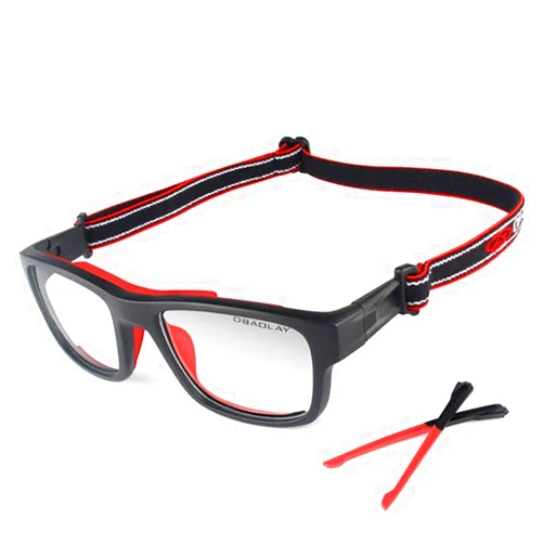 Wonzone Sports Goggles Safety Protective Basketball Glasses with Adjustable Strap for Adults Youth Kids Football Volleyball Training Hockey Rugby (Black/Red)