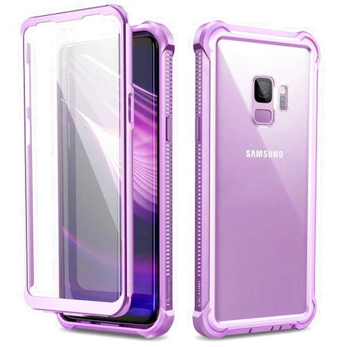 Dexnor Galaxy S9 Case with Screen Protector Clear Military Grade Rugged 360 Full Body Protective Shockproof Hard Back Cover Defender Heavy Duty Bumper Case for Samsung Galaxy S9 - Purple