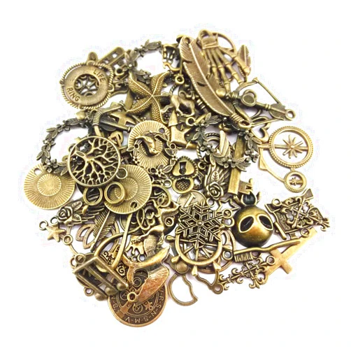 Yueton 100 Gram Assorted Antique Charms Pendant for Crafting, Jewelry Making Accessory