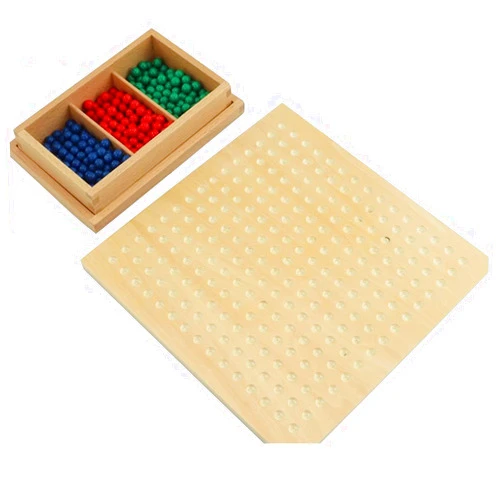EUKVYQPX Montessori Square Root Board, Wood Peg Board Set with Plastic Pegs, Mathematics Square Learning, Age 3+