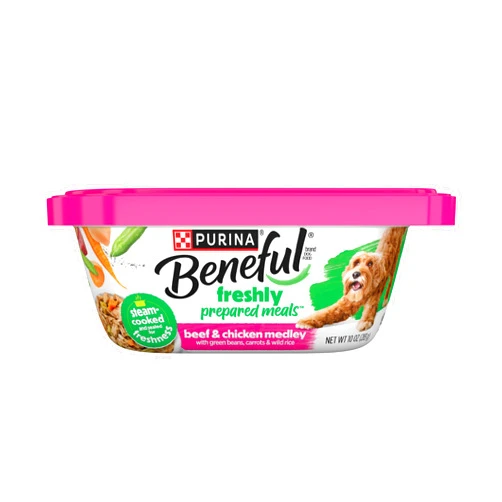 Beneful Purina Beneful Dog Food Freshly Prepared Meals Beef and Chicken Medley with Green Beans, Carrots and Wild Rice - (Pack of 8) 10 oz. Tubs