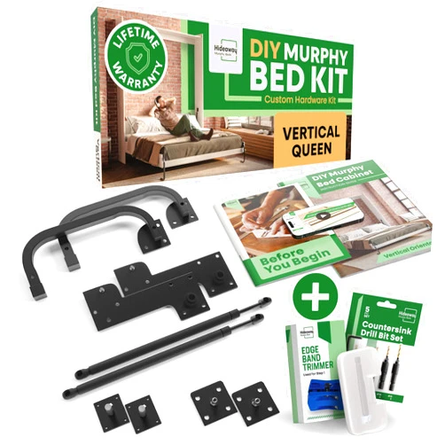 Hideaway Murphy Beds DIY Murphy Bed Kit Queen Vertical | Murphy Bed Hardware for Wall Cabinet, Vertical Queen Frame, Deluxe Mechanism Kit with Bonus Tools