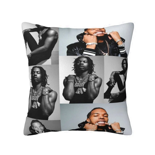 GADEKD Lil Rapper Baby Throw Pillow Cover Home Decorative Square Pillow Case for Bedroom Living Room Cushion Cover 18x18 Inch