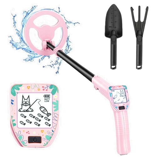 Xoopon Metal Detector for Kids, Lightweight Metal Detectors for Ages 5-12,Adjustable Kids Metal Detector with Intuitive LCD Display,Metal Detector for Beach,Simple Operation,Great Gift for Kids,Pink