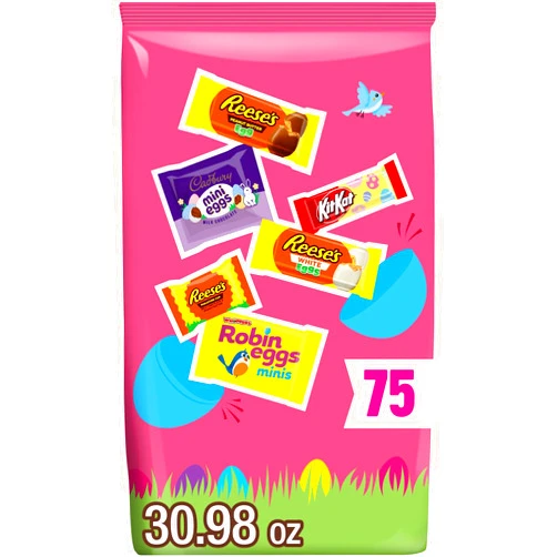 HERSHEY'S Hershey Assorted Flavored, Easter Candy Bulk Bag, 30.98 oz (75 Pieces)