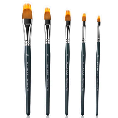 Fuumuui 5Pcs Dual-Layer Grainer Paint Brush Set – Fuumuui Texture Comb/Filbert Brushes for Grass, Fur, Trees, Landscape – Synthetic Bristles for Watercolor, Acrylic, Painting Artist Tool