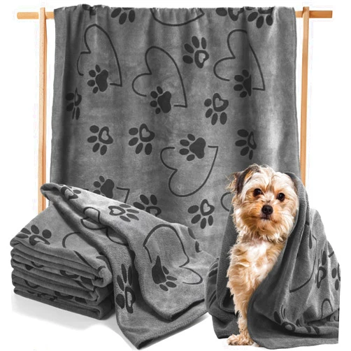 Fanfanwin 4 Pcs Dog Bath Towels 24 x 40 Inch Microfiber Quick Drying Dog Towel Pet Towels Absorbent Towels Pet Bathing Supplies Pet Ultra Drying Heart Paw Towels for Medium Dogs Puppy Cats Pets Shower