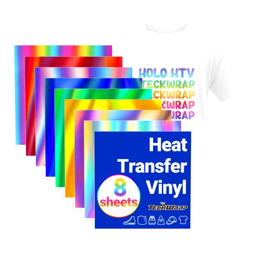 TECKWRAP Metallic Holographic Heat Transfer Vinyl - 8 Sheets 12