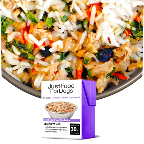 JustFoodForDogs Pantry Fresh Wet Dog Food, Complete Meal or Dog Food Topper, Lamb & Brown Rice Human Grade Dog Food Recipe - 12.5 oz (Pack of 6)