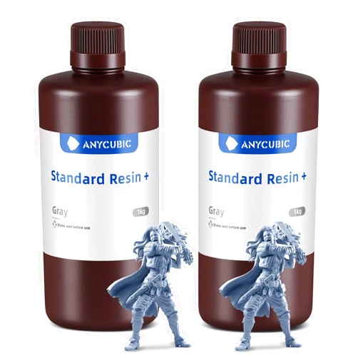 ANYCUBIC Upgraded Standard 3D Printer Resin, 405nm SLA Fast UV-Curing Resin, High Precision & Rapid Photopolymer for 8K Capable LCD/DLP/SLA 3D Printing (Grey+Grey, 2kg)