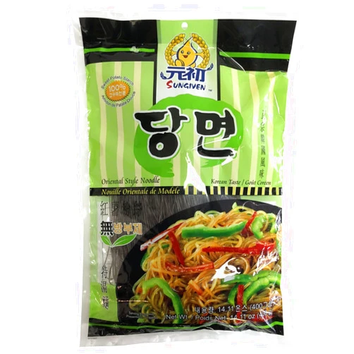 SUNGIVEN Sweet Potato Glass Noodles, Japchae, Korean Vermicelli Pasta, Fat-free and Gluten-free, 100% Sweet Potato Starch, No Additive, No Alum inside, Holiday Gifts 14.11 Ounce