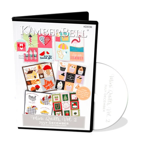 Kimberbell Mini Quilts Vol. 2 July to Dec - Machine Embroidery Design CD, Quilting Templates, Embroidery Patterns, Step-by-Step Instructions for Beginners to Advanced