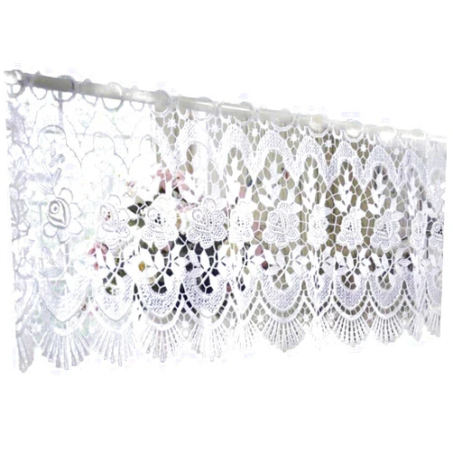 Fine Lady White Victorian Lace Flower Curtain Valance Crochet French Country Window Treatment Decorative Home Goods 52 inch by 11.8 inch (One Panel, 52
